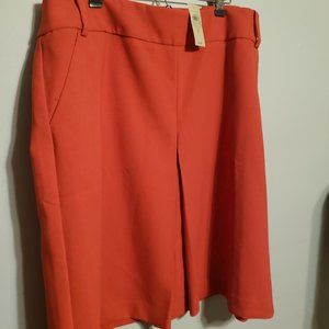 New Orange Ann Taylor Skirt pleated front size 18